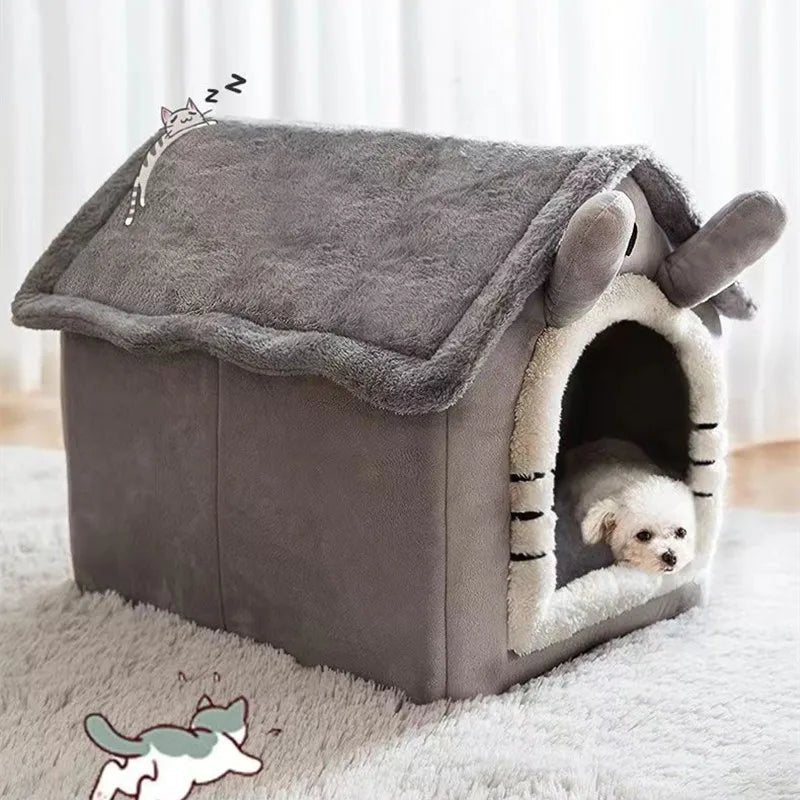 Foldable Cozy Pet House – Removable & Washable Cat Cave, Puppy Sofa Bed for Small Dogs & Medium Cats - ZinPetCare