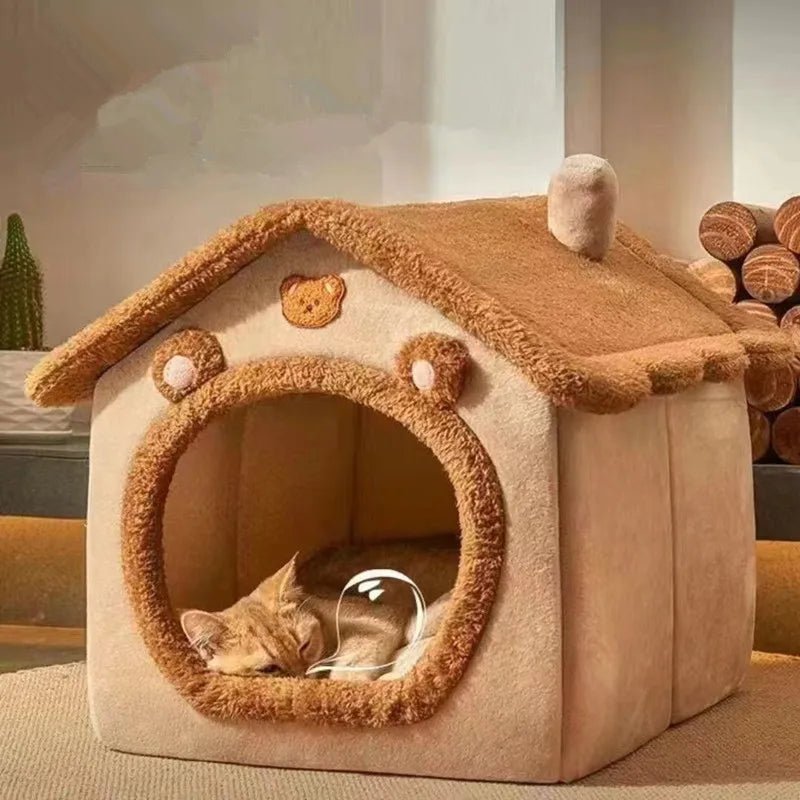 Foldable Cozy Pet House – Removable & Washable Cat Cave, Puppy Sofa Bed for Small Dogs & Medium Cats - ZinPetCare