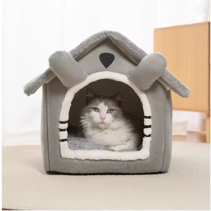 Foldable Cozy Pet House – Removable & Washable Cat Cave, Puppy Sofa Bed for Small Dogs & Medium Cats - ZinPetCare