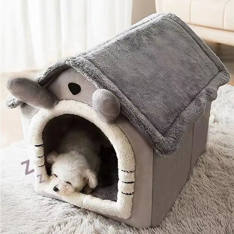 Foldable Cozy Pet House – Removable & Washable Cat Cave, Puppy Sofa Bed for Small Dogs & Medium Cats - ZinPetCare
