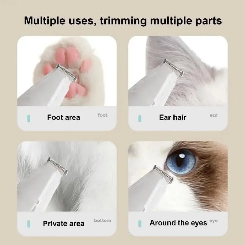 Low Noise Pet Paw Hair Clipper – Waterproof Dog & Cat Trimmer with Vacuum, Clean Brush & Comfort Grip - ZinPetCare