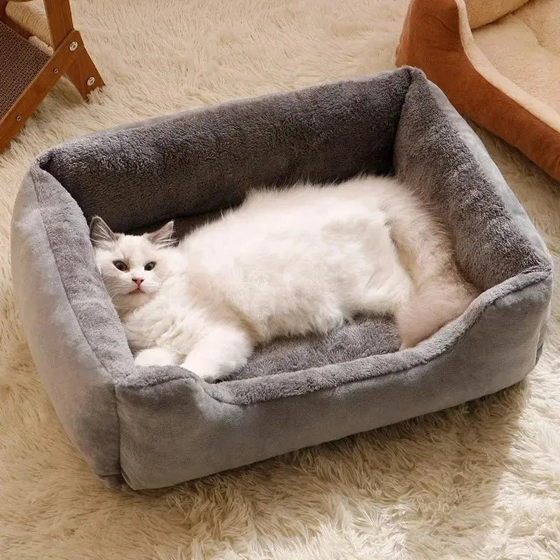 Soft Plush Cat & Small Dog Bed – Cozy Round Nest for Pets - ZinPetCare