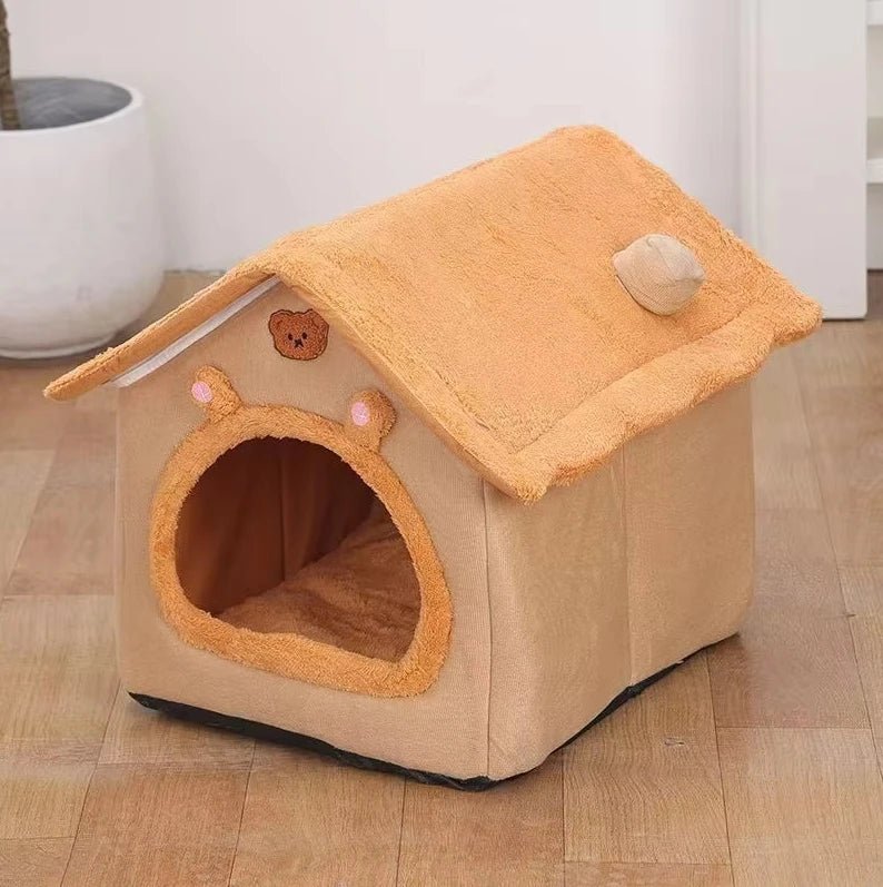 Foldable Cozy Pet House – Removable & Washable Cat Cave, Puppy Sofa Bed for Small Dogs & Medium Cats - ZinPetCare
