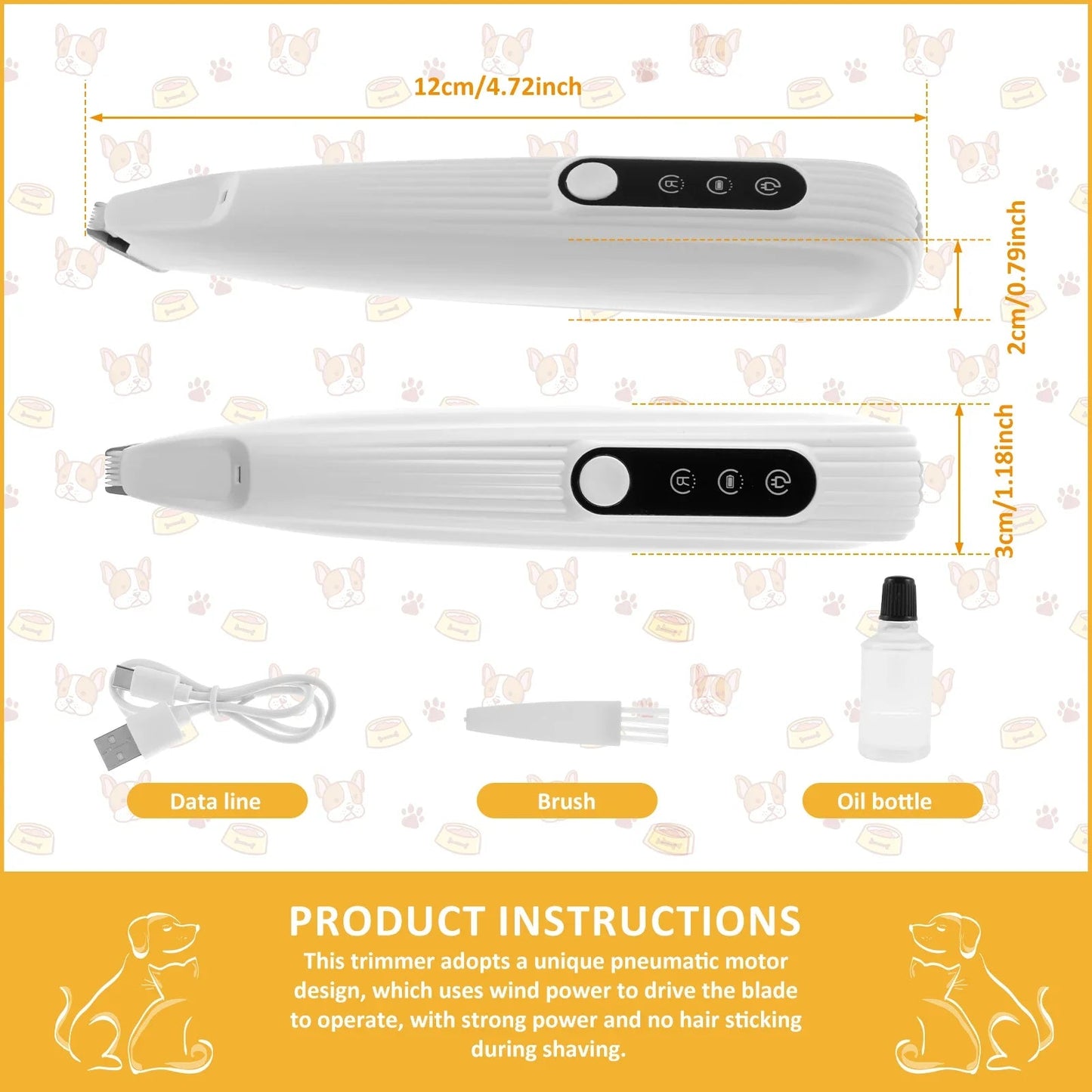 Pet Paw Trimmer with LED Light – Low Noise, Waterproof Dog & Cat Grooming Clipper - ZinPetCare