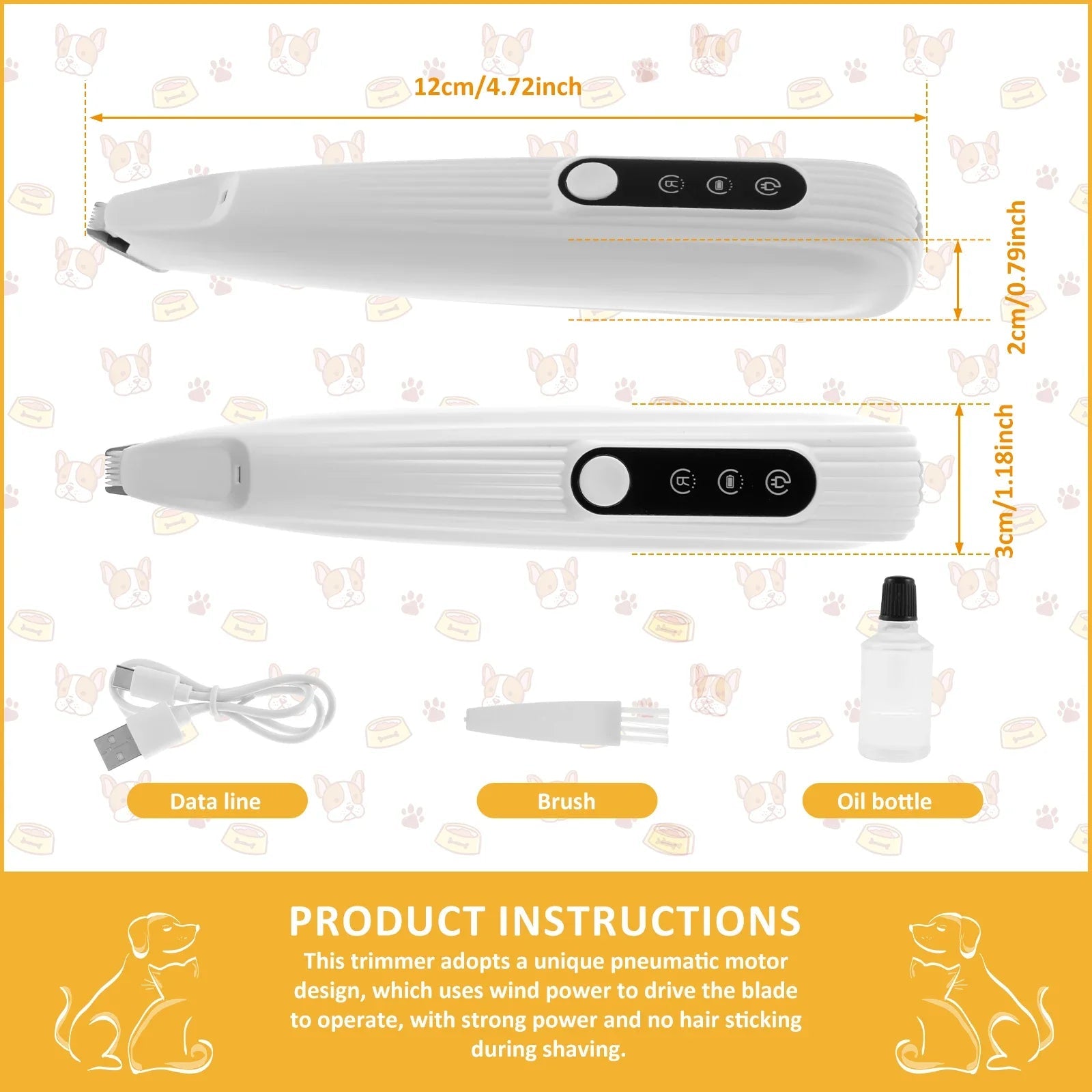Pet Paw Trimmer with LED Light – Low Noise, Waterproof Dog & Cat Grooming Clipper - ZinPetCare