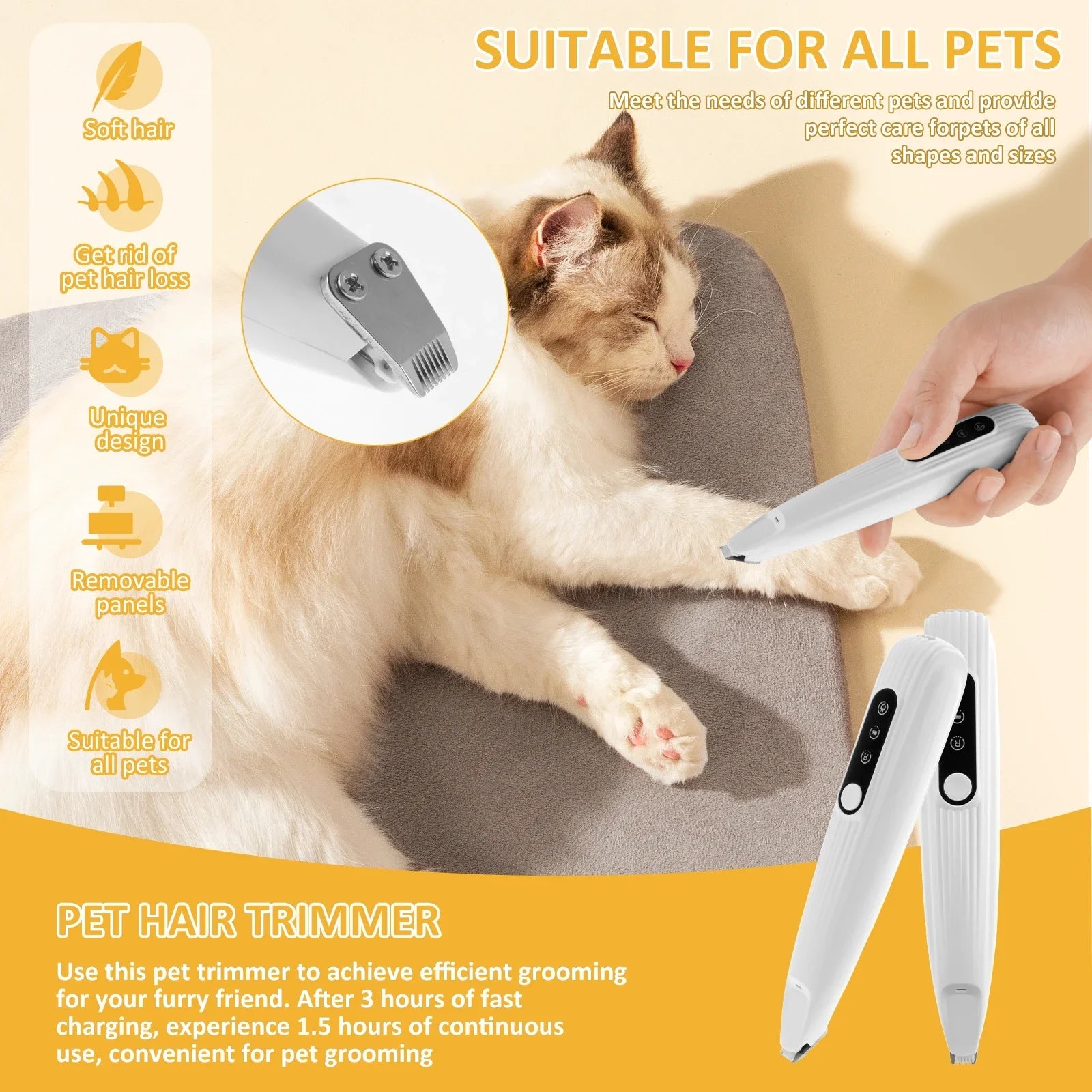 Pet Paw Trimmer with LED Light – Low Noise, Waterproof Dog & Cat Grooming Clipper - ZinPetCare